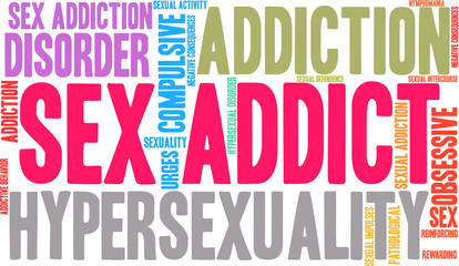 Sex Addict Word Cloud on a white background. 