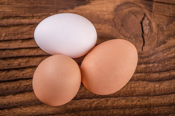 eggs on old wood background