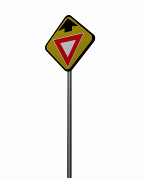 Straßenschild USA: Ankündigung, Vorfahrt gewähren.