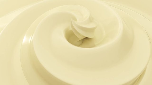 Rotating vanilla cream. Close-up view. Looped animation.