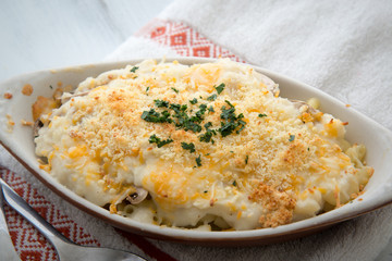 gratin with mushroom and parsley