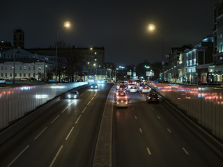 wallpaper traffic night city lights cars highway