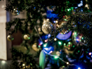new year christmass tree holidays winter snow toys branch night city ball