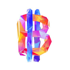 bitcoin vector sign. Colorful triangular symbol