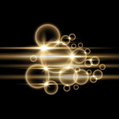 Bubbles with light, golden color