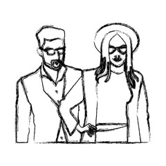 Man and woman models couple icon vector illustration graphic design