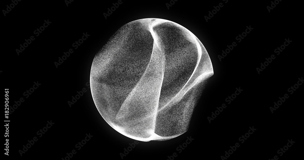 Poster abstract sphere, consisting of points. futuristic technology space style. array with dynamic particl