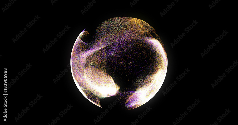 Poster abstract sphere, consisting of points. futuristic technology space style. array with dynamic particl