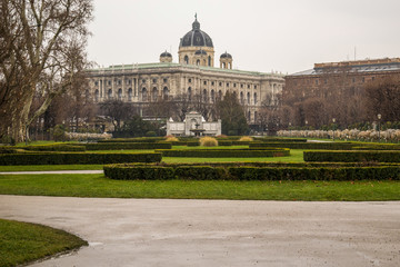Fototapeta premium Vienna, Austria December 31, 2013: Outside courtyard of the Kunsthistorisches Museum