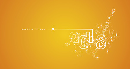 Fototapeta premium New Year 2018 line design firework white yellow vector