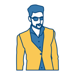 Young man face with sunglasses icon vector illustration graphic design