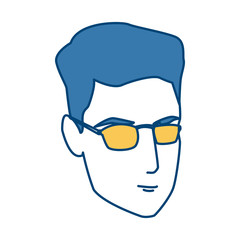 Young man face with sunglasses icon vector illustration graphic design