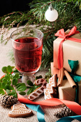 A glass of hot drink