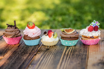 colourful selection on sweet pretty cupcakes