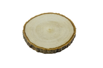 Wooden coasters for mug of beer or beverage with Isolated on white background. Include clipping path.