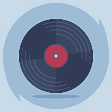 Vinyl record disc. Logo for web or app. Disco music vinyl isolated on creative background. Illustration