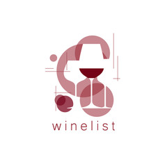 Wineglasses. Tasting, menu, wine list. Vector illustration in a modern style. 