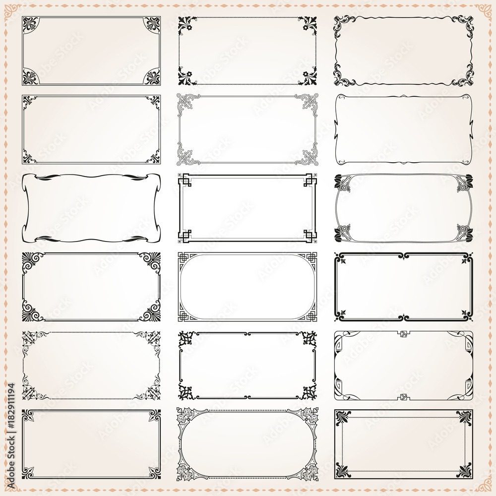 Canvas Prints decorative frames and borders rectangle 2x1 proportions set 4