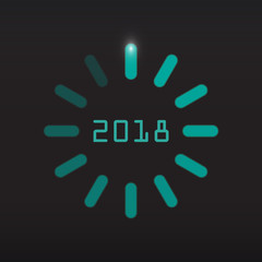 Greeting card design template with Modern Text for 2018 New Year of the Dog. Color number 2018 drawn lettering on colorful background. Vector illustration.