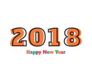 Greeting card design template with Modern Text for 2018 New Year of the Dog. Color number 2018 drawn lettering on colorful background. Vector illustration.