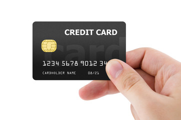 Hand holding plastic credit card