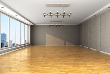 Fototapeta na wymiar empty office with panotamic window, 3d illustration