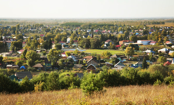 View of Srostki village. Altai Krai. Western Siberia. Russia