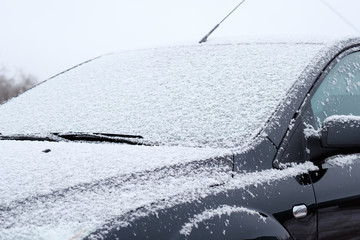 Winter frozen car window