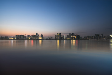 Fototapeta premium urban skyline and modern buildings at night, cityscape of China.