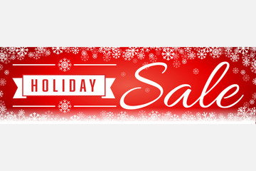 Red Holiday Sale Soft Focus Snowflakes Wide Banner Vector 1