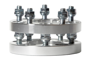 Two aluminum 20 millimeter wheel spacers made by CNC lathe machine. Use to increase the wheelbase...