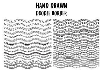 Vector set of hand drawn doodle border
