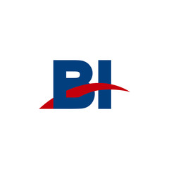 Initial letter BI, overlapping movement swoosh logo, red blue color