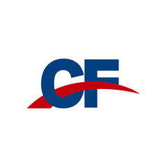 Initial letter CF, overlapping movement swoosh logo, red blue color