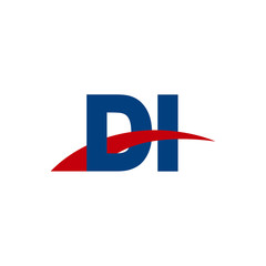 Initial letter DI, overlapping movement swoosh logo, red blue color