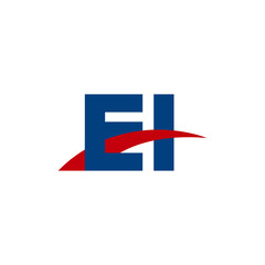 Fototapeta premium Initial letter EI, overlapping movement swoosh logo, red blue color