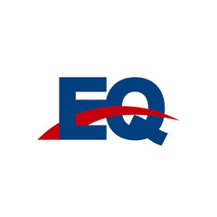 Initial letter EQ, overlapping movement swoosh logo, red blue color