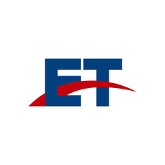 Initial letter ET, overlapping movement swoosh logo, red blue color