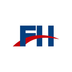 Initial letter FH, overlapping movement swoosh logo, red blue color