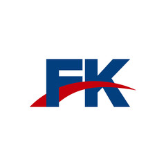 Initial letter FK, overlapping movement swoosh logo, red blue color