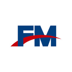 Initial letter FM, overlapping movement swoosh logo, red blue color