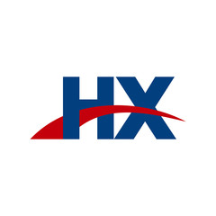 Initial letter HX, overlapping movement swoosh logo, red blue color
