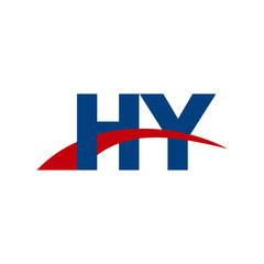 Initial letter HY, overlapping movement swoosh logo, red blue color