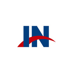 Fototapeta premium Initial letter IN, overlapping movement swoosh logo, red blue color