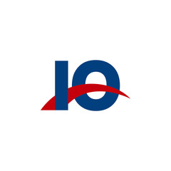 Initial letter IO, overlapping movement swoosh logo, red blue color