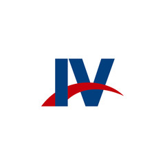 Fototapeta premium Initial letter IV, overlapping movement swoosh logo, red blue color