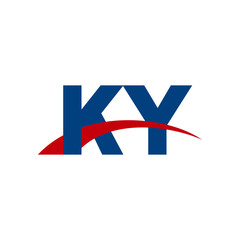 Fototapeta premium Initial letter KY, overlapping movement swoosh logo, red blue color