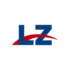 Initial letter LZ, overlapping movement swoosh logo, red blue color