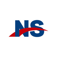 Initial letter NS, overlapping movement swoosh logo, red blue color