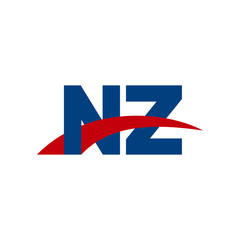 Initial letter NZ, overlapping movement swoosh logo, red blue color